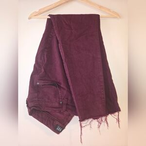 Kut from the Kloth Wine Frayed Hem Cropped Jeans